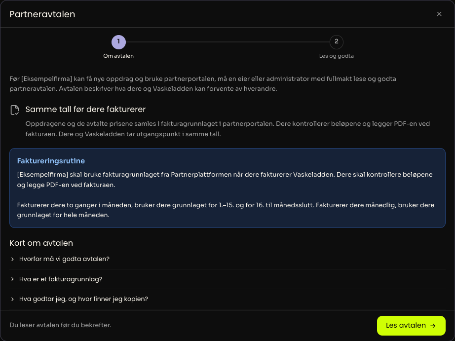 The partner agreement in the partner portal with brief information about the agreement and the Read agreement button.